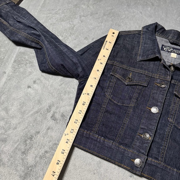 VTG Y2K C'EST TOI Womens Darkwash Cropped Denim Jacket Size S Indie Western - Picture 7 of 7